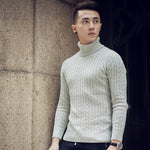 2020 Fall Winter Thick Warm Cashmere Sweater Men Turtleneck Men Brand Mens Sweaters Slim Fit Pullover Men Knitwear Double collar