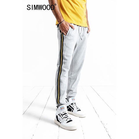 SIMWOOD side contrast stripe joggers pants men 2019 autumn winter drawstring cotton track pants casual trousers 190197
