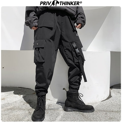 Privathinker Big Pocket Cargo Pants Men's Hip Hop Streetwear Black Thicken Winter Trousers 2019 Man Women Baggy Joggers Pants