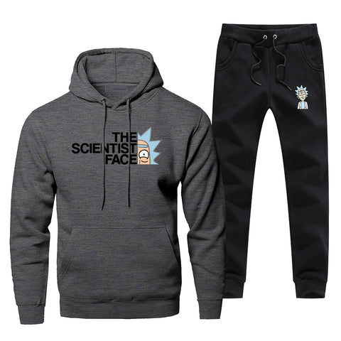 The Scientist Face Two Piece Set Rick And Morty Complete Man Tracksuit Fashion Hoodies Winter Streetwear Fleece Chandal Hombre