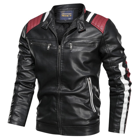 2019 Autumn Winter Men's Leather Jacket Casual Fashion Stand Collar Motorcycle Jacket Men Slim Style Quality Leather Jacket Men